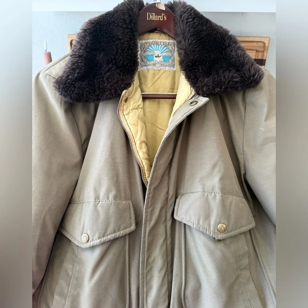 Vintage Struggle Gear Shearling Collar Bomber Jacket • Size 42 • Made in USA - Picture 3 of 5